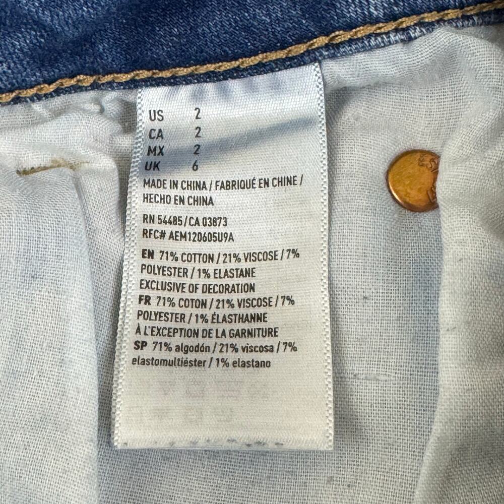 American Eagle Outfitters Skirt Womens 2 Distressed Blue Denim Mini Frayed Hem - Picture 5 of 9
